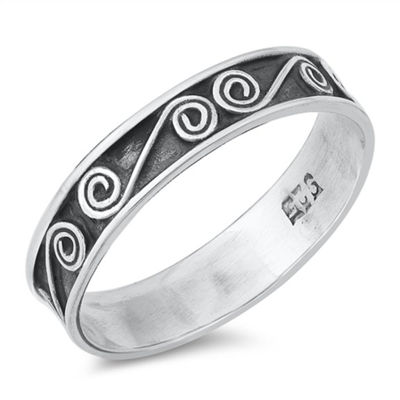 Sterling Silver Swirl Decorative Bali Ring Size 10