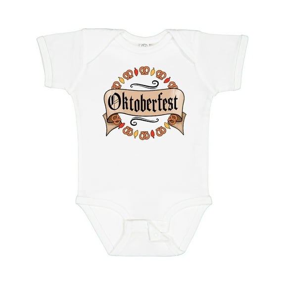 Inktastic Oktoberfest Pretzels and Leaves Boys or Girls Baby Bodysuit