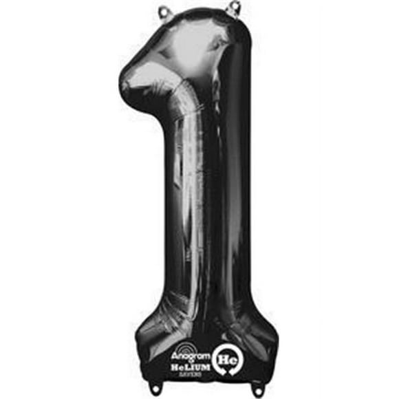 Anagram 66586 34 in. Number 1 Black Super Shape Foil Balloons