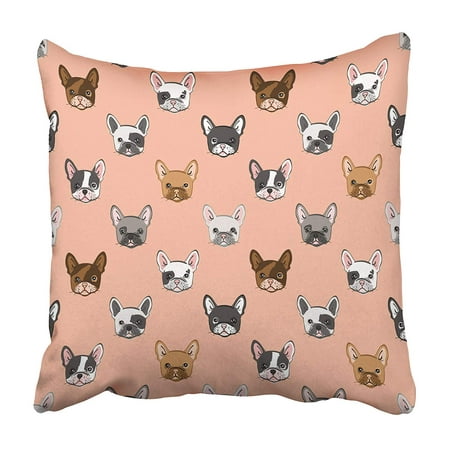 USART Dog with Cute French Bulldog Adorable Best Black Cartoon Charming Chubby Color Pillowcase 20x20