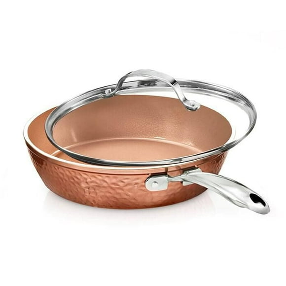 Gotham Steel Hammered Copper Collection 10” Nonstick Fry Pan with Lid, Fry Pan with Lid