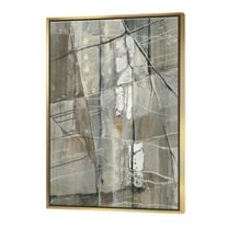 Designart ' Grey Silver Geometric Composition ' Modern Framed Canvas