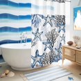 thumbnail image 5 of No Hook Shower Curtain, Coastal Blue Coral Shower Curtains for Bathroom with See Through Top Window, Summer Ocean Starfish Nautical Vintage Waterproof & Washable Bath Curtain Stand Up Stall 36"x72", 5 of 9