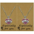 thumbnail image 2 of Big Sister & Little Sister Birthday Gifts, Sister Heart Necklace Gift Set of 2, Big Sis Lil Sis Jewelry Gifts for Teens (Berry Pink), 2 of 2