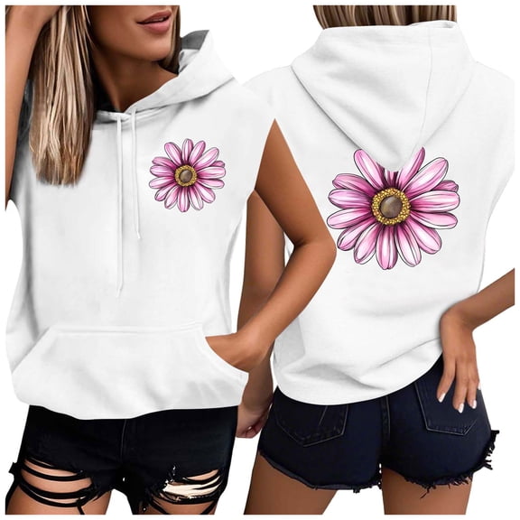 Xuyuer Women's Fashion Casual Short Sleeve Hawaiian Print Pocket Drawstring Hoodie Top - Relaxed Sweatshirt with Tropical Pattern for Everyday Style