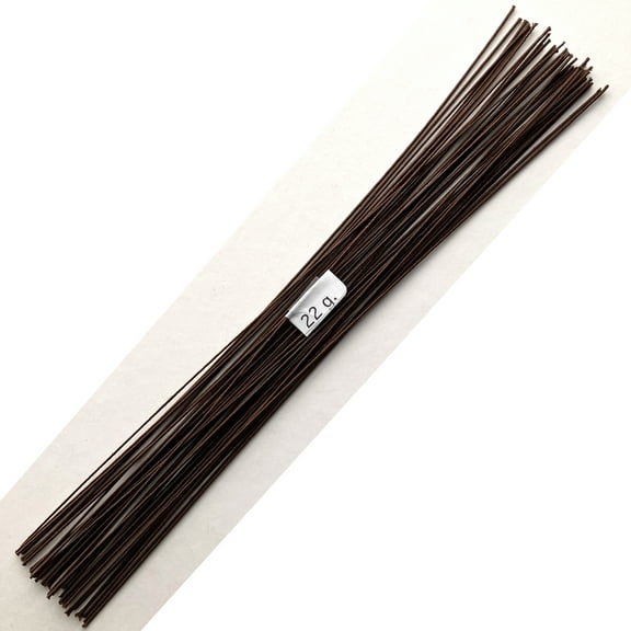 22 Gauge Brown Cotton Covered Floral Wire - 40 feet per bundle (12.2m) in 12 inch (30.5cm) lengths