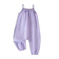 thumbnail image 2 of ITSAME Toddler Baby Girls Jumpsuit, Spaghetti Strap Loose Fit Sleeveless Summer Casual Fashion Romper Purple 12M, 2 of 5