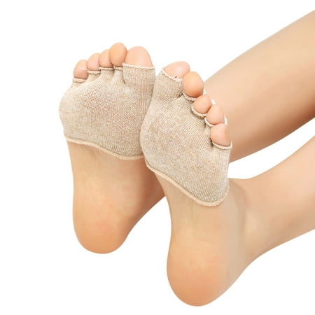 

Huaai socks for women Women Invisible Yoga Sport Non Slip Open Toes Socks Half Grip Heel Five Finger Socks cute socks Khaki