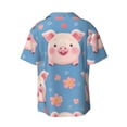 thumbnail image 4 of Balery Cute Pig Flowers Men's Casual Button Down Shirt Short Sleeve Textured Summer Cuban Beach Shirts-XX-Large, 4 of 7