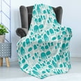 thumbnail image 4 of Aqua Jellyfish Soft Flannel Fleece Blanket, Simplistic Pattern of Sea Animal Silhouettes Tentacles Swimming, Cozy Plush for Indoor and Outdoor Use, 70" x 90", Dark Seafoam and White, by Ambesonne, 4 of 5