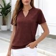 thumbnail image 4 of KIHOUT Women's Casual Notched V-Neck Short Sleeve T-Shirt Relaxed Fit Cotton-Like Everyday Summer Top, 4 of 8