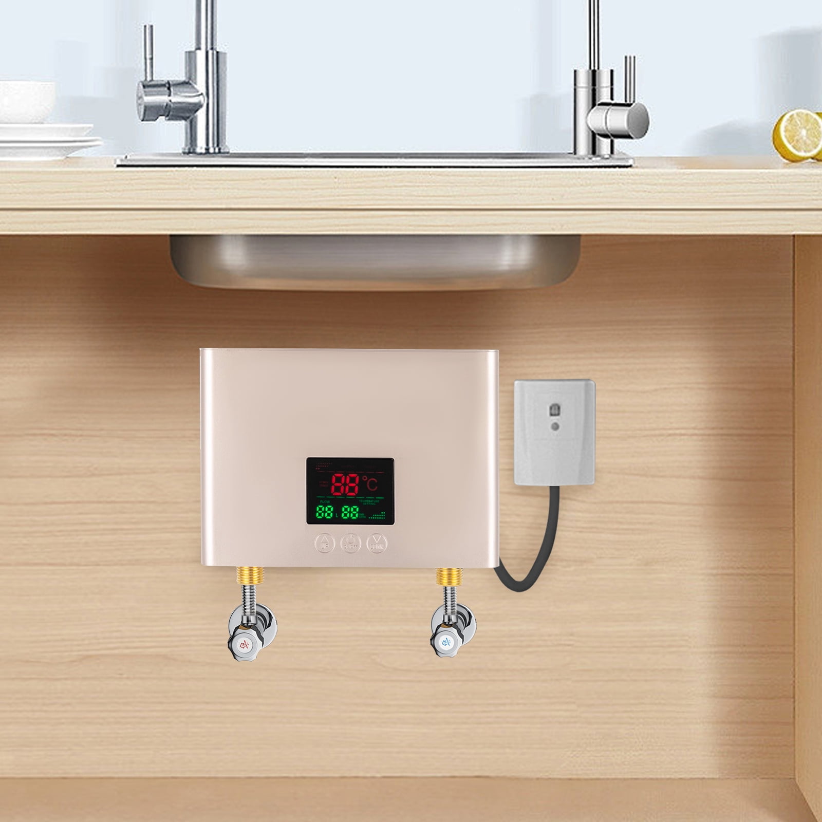 Electric Instant Hot Water Heater, Electric Tank Water Heater Warmer Tank Bathroom Shower, Waterproof Quick Heating Shower for Bathroom Kitchen