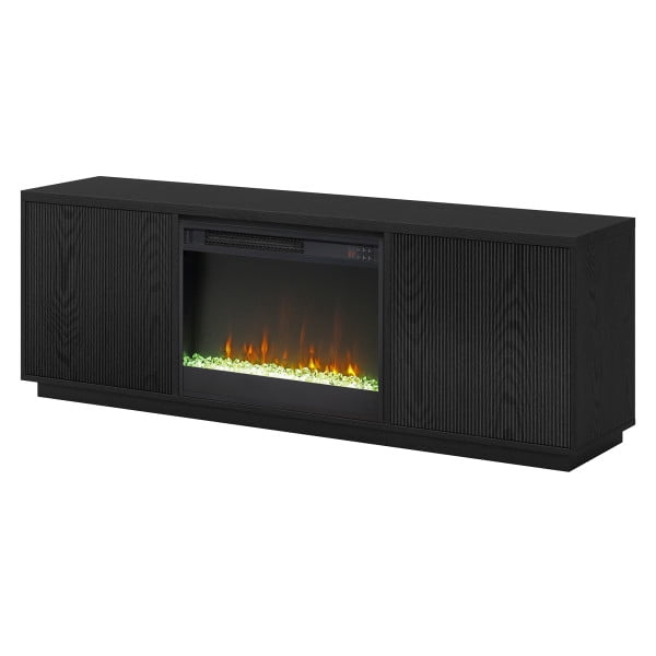 Hanson Rectangular TV Stand with 26" Crystal Fireplace for TV's up to 75" in Black Grain