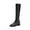 Black, variant on Nmnitkp Boots for Women - Fashionable Casual Winter Knee-High Boots, Square Toe with Side Zipper & Special-Shaped Low Heel White,36