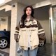 thumbnail image 4 of Chaquetas para mujer, estilo coreano, chaquetas de béisbol holgadas, sudaderas con capucha de retazos de cuero, cárdigans, abrigos vintage de manga larga, blusas para mujer, 4 of 5