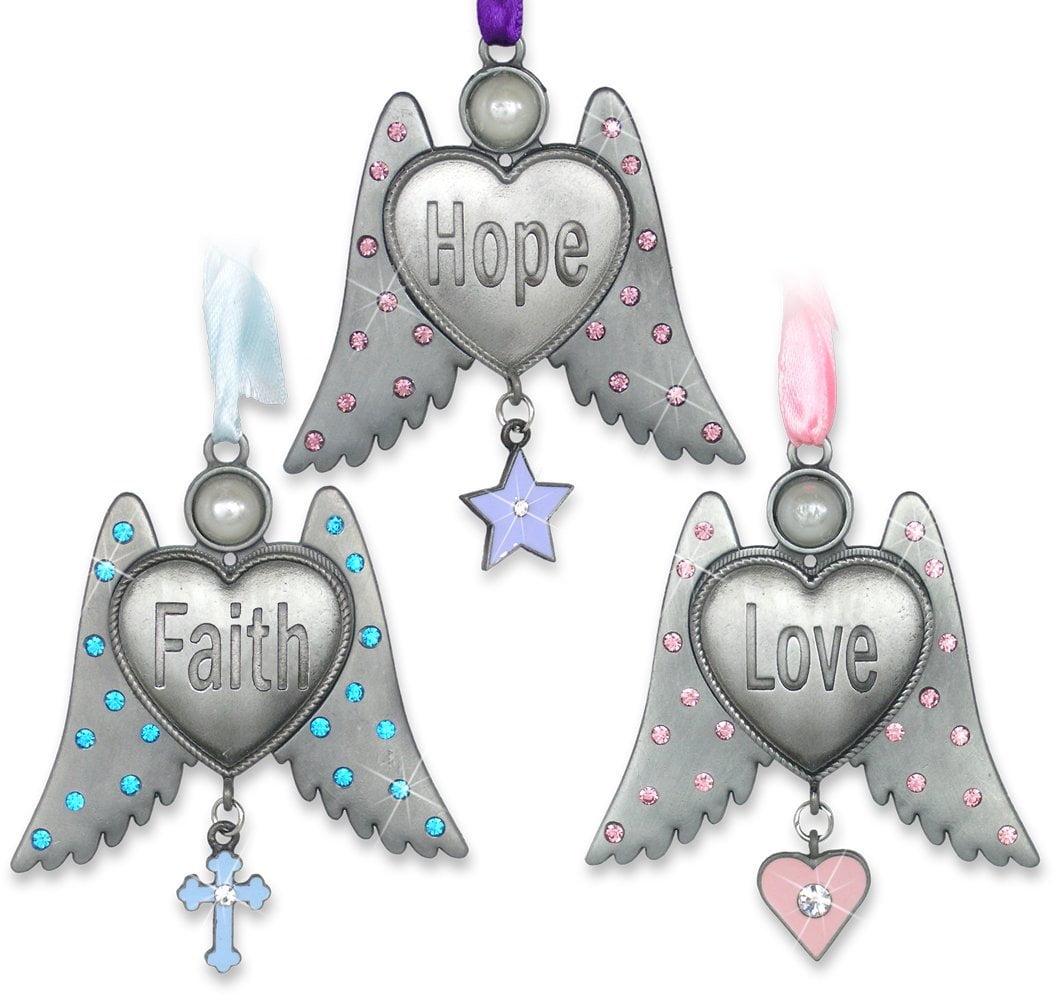 Angel included. Ёлочная игрушка брелок hope Faith Love. Love ornament.