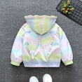 thumbnail image 6 of GYRATEDREAM Infant Baby Girls Hooded Trench Coat Toddler Gradient Color Zipper Windbreaker Lightweight Short Jacket Outwear for 9 Months-5 Years, 6 of 8