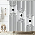 thumbnail image 2 of White and Black Shower Curtain, Boho Minimalist Mid Century Modern Arch Geometric Machine Washable Waterproof Fabric for Bathroom Bathtub Decor with Hooks 72x72, 2 of 6