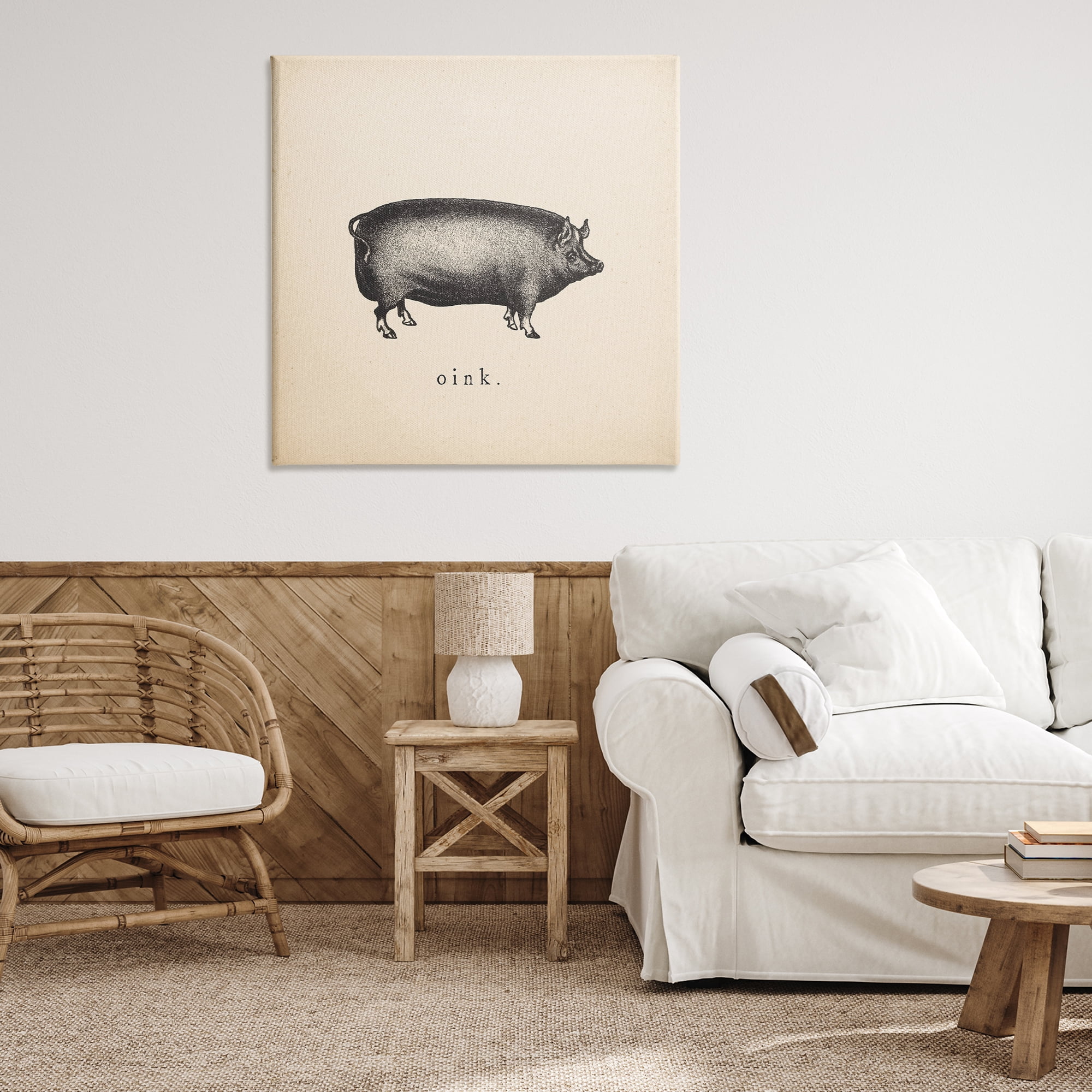 Stupell Industries Oink Farm Pig Sounds Animals Painting Wrapped Canvas Art Print Wall Art, 36 x 36