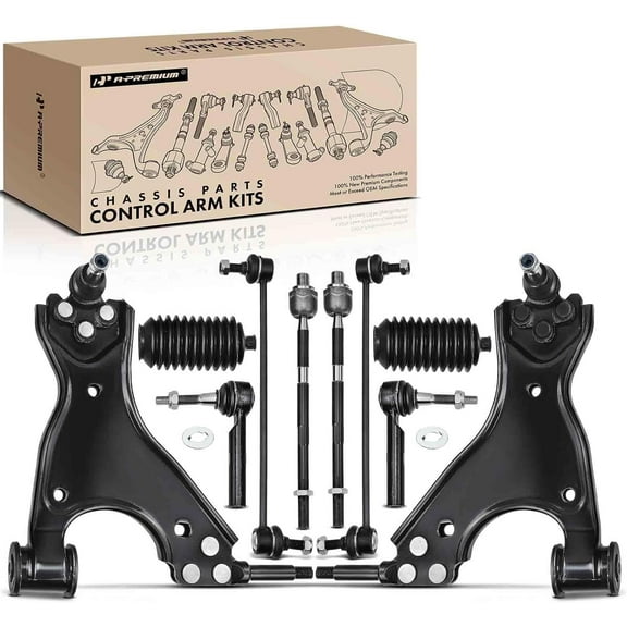 A-Premium 10Pcs Front Suspension Kit Lower Control Arms and Ball Joints Assembly Tie Rod Ends Sway Bar Links Compatible with Chevrolet Traverse 09-17 GMC Acadia Buick Enclave Saturn Outlook