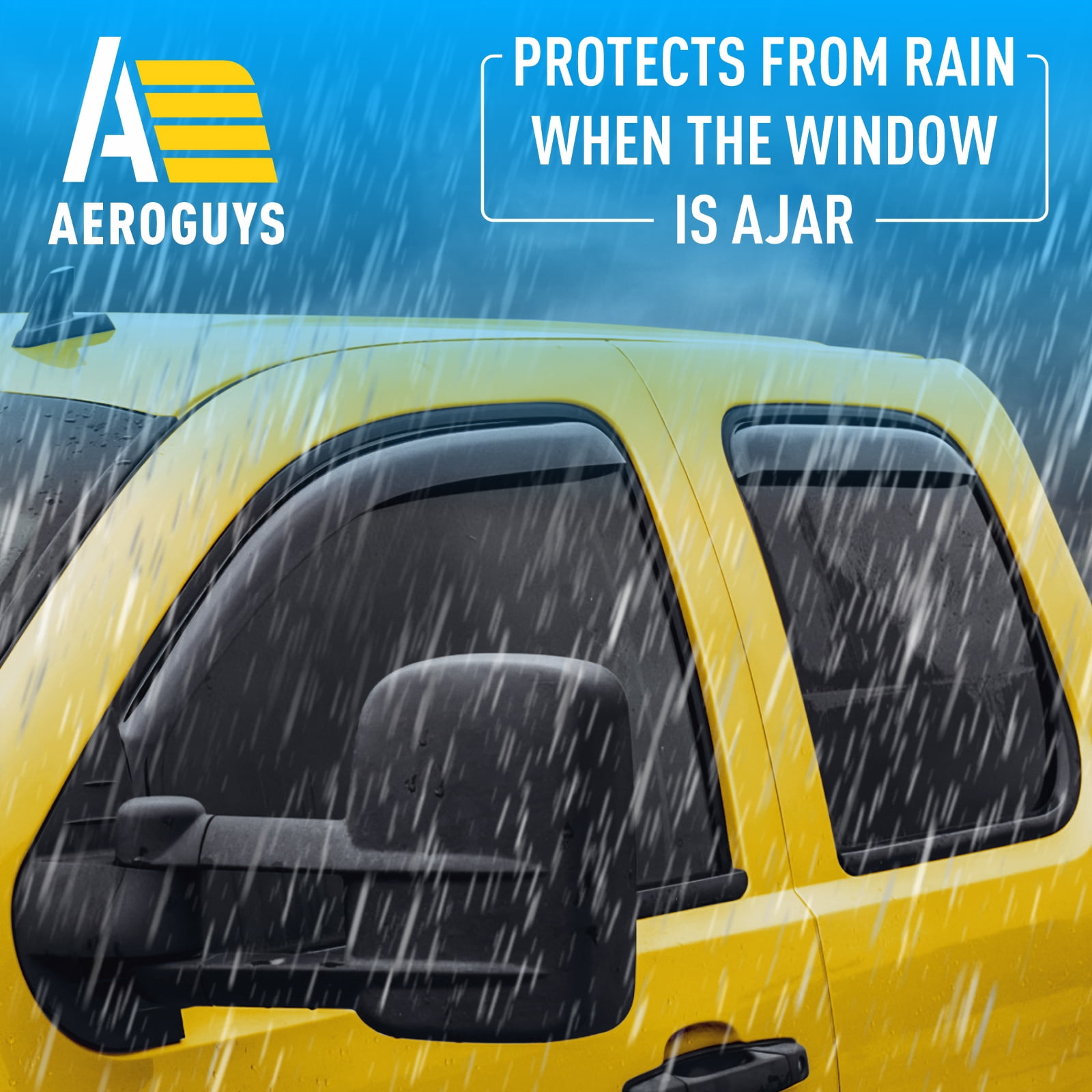 AEROGUYS In-Channel Window Deflectors Extra Durable Window Visors Rain Guards Fit for Chevrolet (Chevy) Silverado 1500 2007-2013 Extended Cab,Sun Visors,Wind Vent Visors,Truck Accessories -4pcsAG0013