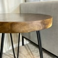 thumbnail image 6 of LINJH Natural Teak Wood Round End Side Table with Hairpin Legs 21" H Home Decor, 6 of 20
