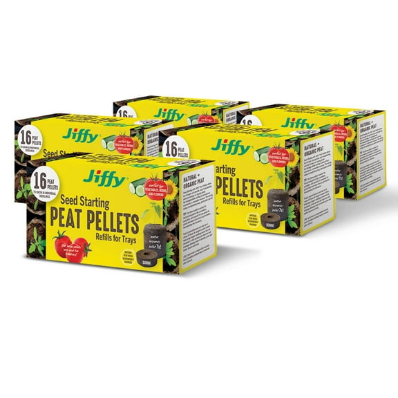 Jiffy Seed Starter 50mm Peat Pellet Refills - 5 Pack, 80 Pellets Total