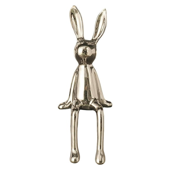 Easter Decorations for Home Sitting Bunnies Gold Sitting Bunny for Shelf Crafts Collectible Gold Bunny Figurine Animal Figures Display Figurines Home for Desktop Shelf Living Room(Gold Silver White)