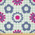 thumbnail image 2 of Ambesonne Floral Fabric by the Yard Microfiber, Flowers Retro Abstract Plot, 1 Yard, Dark Ceil Blue and Magenta, 2 of 2