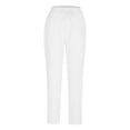 thumbnail image 5 of VBVC Women's Linen-Cotton Cropped Pants,Straight Legs Capri Trousers For Women,Ladies Drawstring Jogger with Pockets,White,Size S, 5 of 6