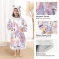 thumbnail image 4 of Wearable Blanket with Sleeves and Pocket Oversized Hooded Sweatshirt 3-14 YR Pastel Colors Unicorn M, 4 of 7