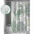 thumbnail image 4 of Summer Shower Curtain, 36" x 72", Sage Green Crab Coral Seashell Nautical Coastal Ocean Waterproof Bathroom Curtain Washable Shower Curtain Set with 12 Hooks, 4 of 6