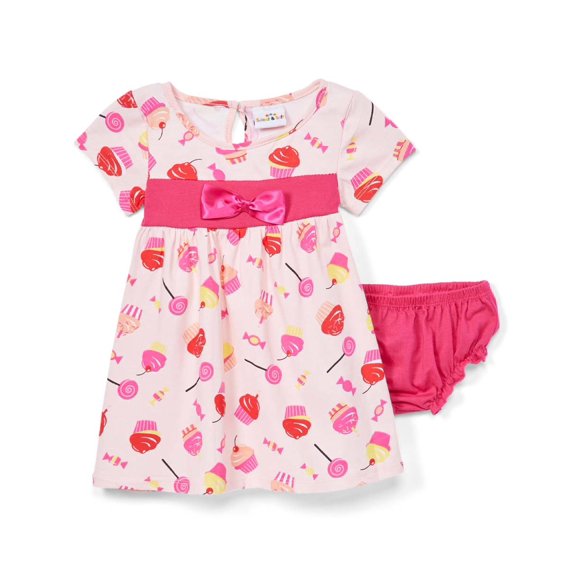Sweet & Soft 2344590 12M-24M Baby Girls Cupcake & Candy Cap Sleeve Knit Dress with Panty, Pack of 24