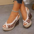thumbnail image 3 of Slingback Wedges Heels for Women Peep Toe Platform Sandals Color Block Casual HIgh Heels Ladies Outdoor Summer Dress Shoes Coffee Size 7, 3 of 7