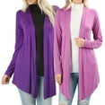 thumbnail image 1 of Women & Plus Draped Open Front Long Sleeve Flowy Light Cardigan (2PK: Purple/DK Mauve, M), 1 of 4