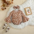 thumbnail image 5 of Gibobby Mameluco para niño con estampado floral de manga larga para niñas pequeñas, mono de otoño para recién nacidos, ropa(Caqui, 9-12 Meses), 5 of 5