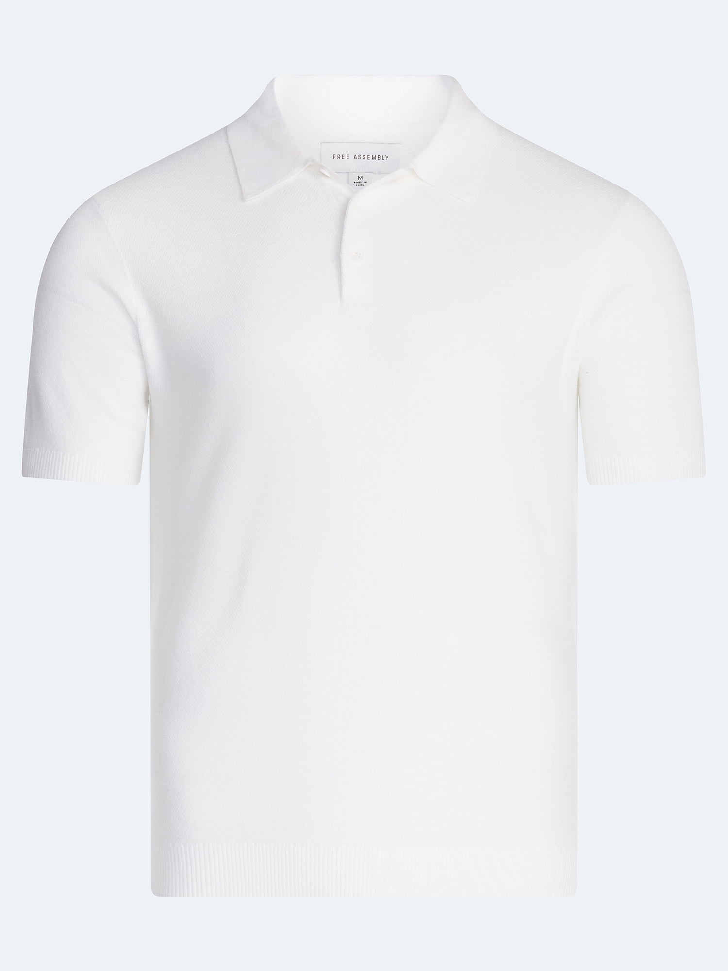 Free Assembly Men's Textured Polo Sweater with Short Sleeves, Sizes S-3XL