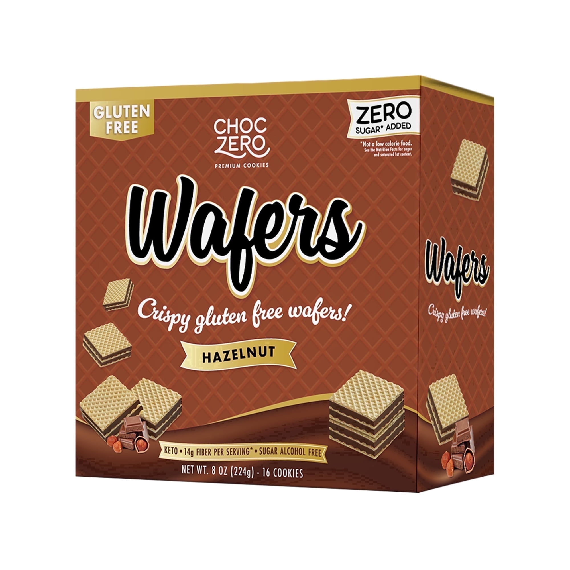 ChocZero Sugar Free Hazelnut Wafer Cookies, No Sugar Alcohols, Keto, Gluten Free, 8 oz Box