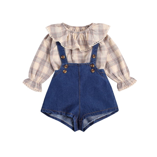 Xingqing Nouveau-Né Filles Manches Longues Col à Volants Pull-Over Pantalon