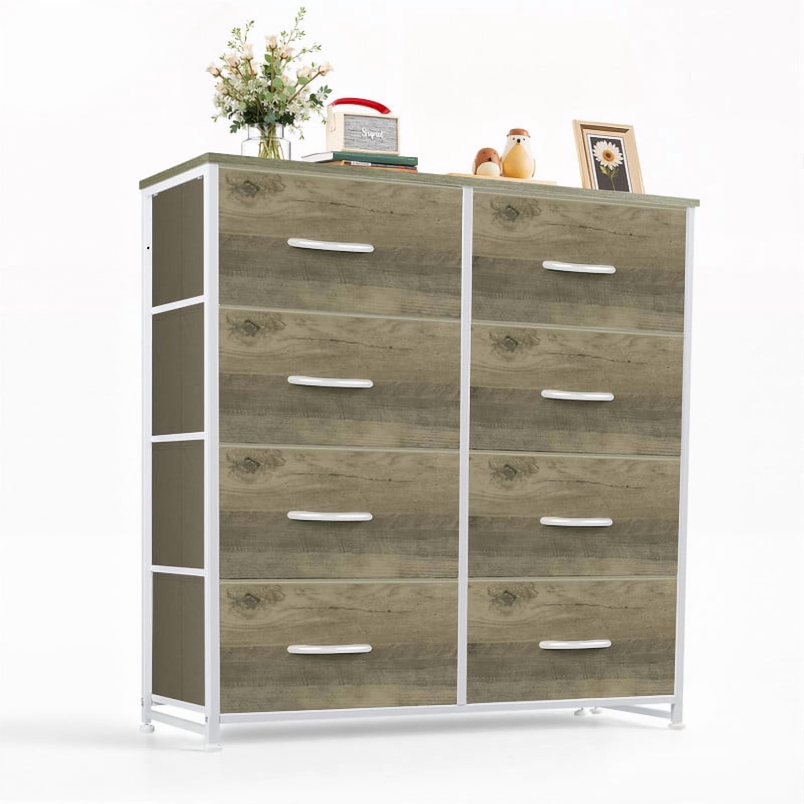 Bigleap 8-Drawer Dresser, Fabric Storage Tower for Bedroom, Hallway, Entryway, Tall Chest Organizer Unit with Fabric Bins,Oak