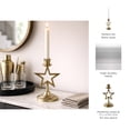 thumbnail image 5 of Star Taper Candle Holder for Table Centerpiece - Boho Metal Candlestick Holder for Living Room, Kitchen, Mantel and Console Decor -  Aluminum Pillar Candle Accent for Bathroom Display - 9", Gold, 5 of 14