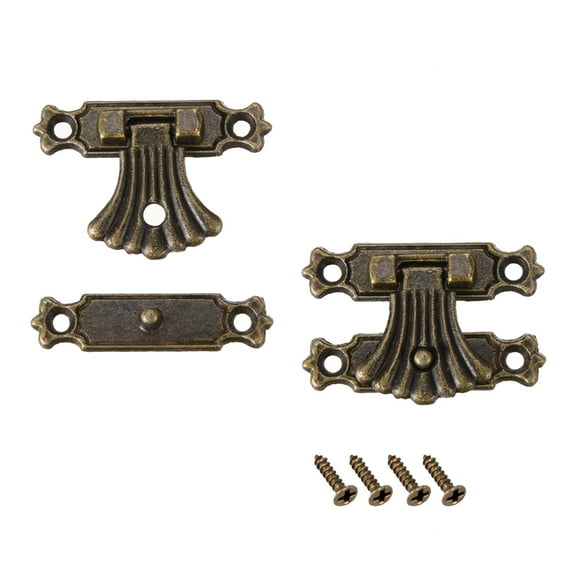 Uxcell Wood Case Chest Box Rectangle Clasp Closure Hasp Latches Bronze Tone 37 x 27mm 2 Sets