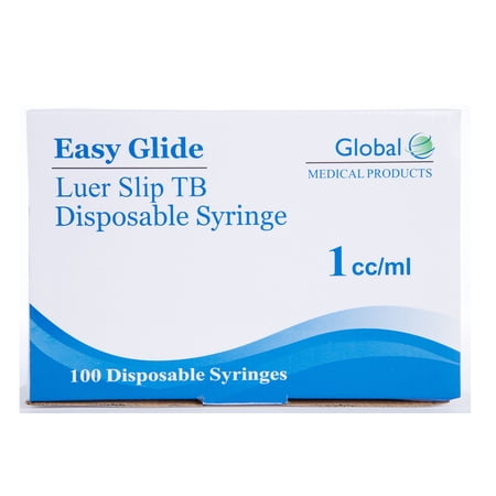Easy Glide 1CC Sterile Syringe Only with Luer Slip Tip - Box of 100