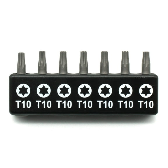 TMAX 7 pc T10 Torx Star 6 Point T-10 Screwdriver Impact Ready 1 Inch Length Insert Bits Hex Shank with Quick Release Slot