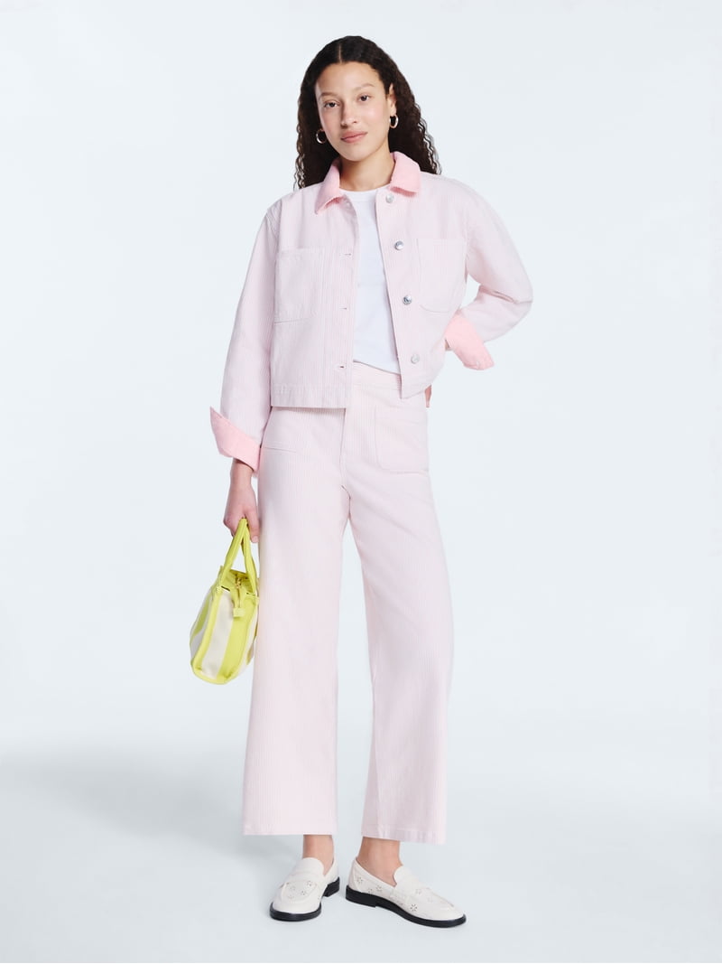 Free Assembly Women's Cropped Cotton Chore Jacket, Sizes XS-XXL