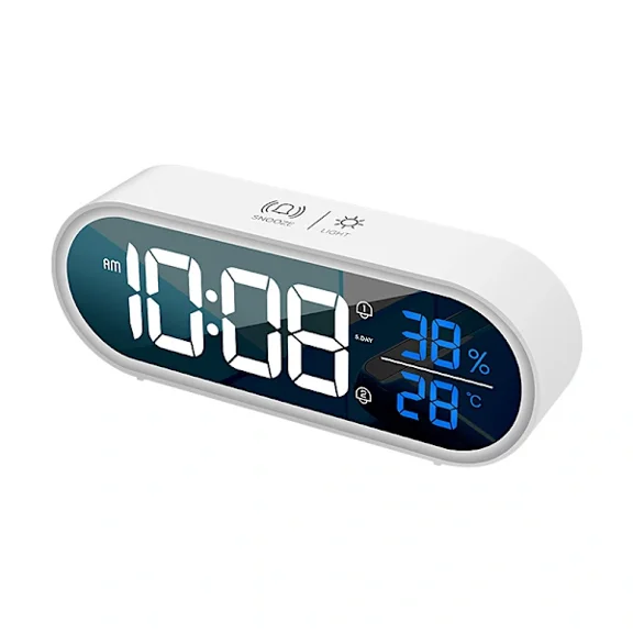 Digital mirror alarm clock, digital LED clock, large time/tempera