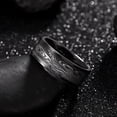 thumbnail image 3 of Tungsten Carbide Band w/ Flowing River Damascus Design 8mm Ring in Black or Blue, 3 of 5