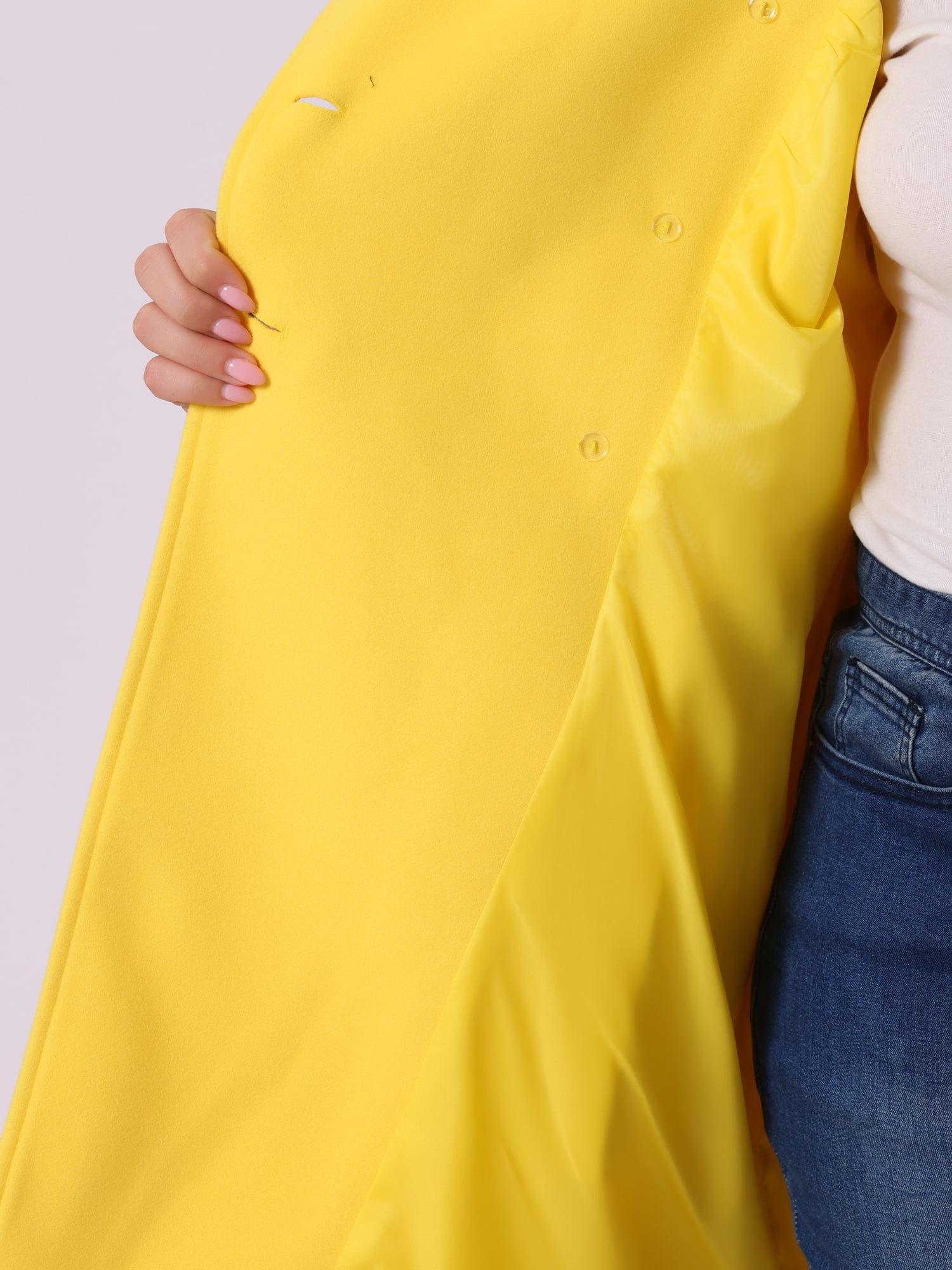 DARING DIVA Women's Plus Size Turn Down Collar Double Breasted A Line Coat 4X Yellow