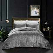 Grace Living Akiva 3pc Full/Queen Comforter Set, Dark Grey