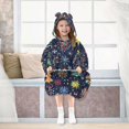 thumbnail image 7 of FORMRS Wearable Blanket Hoodie with Sleeves for Kids Cozy Flannel Sweatshirt, Dark Blue Christmas, 7 of 7